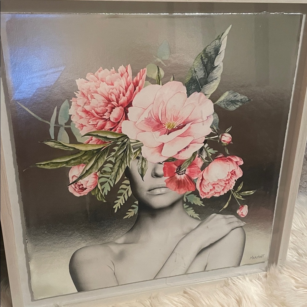 Floral Art Print with Pink Flowers 24x24